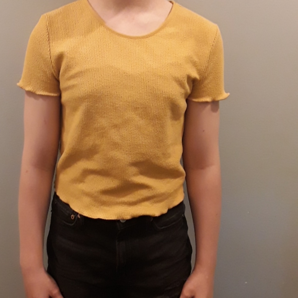 Women Ribbed Crop Top Yellow - Picture 2 of 2